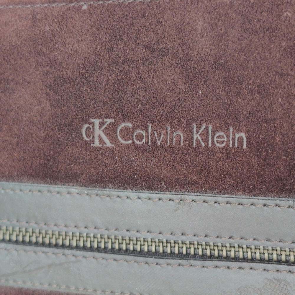 Vintage CK Calvin Klein Brown Suede Crossbody Satchel Bag - Picture 6 of 10